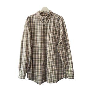L.L. Bean Vintage Shirt Mens XL Blue Yellow Plaid Thick Cotton